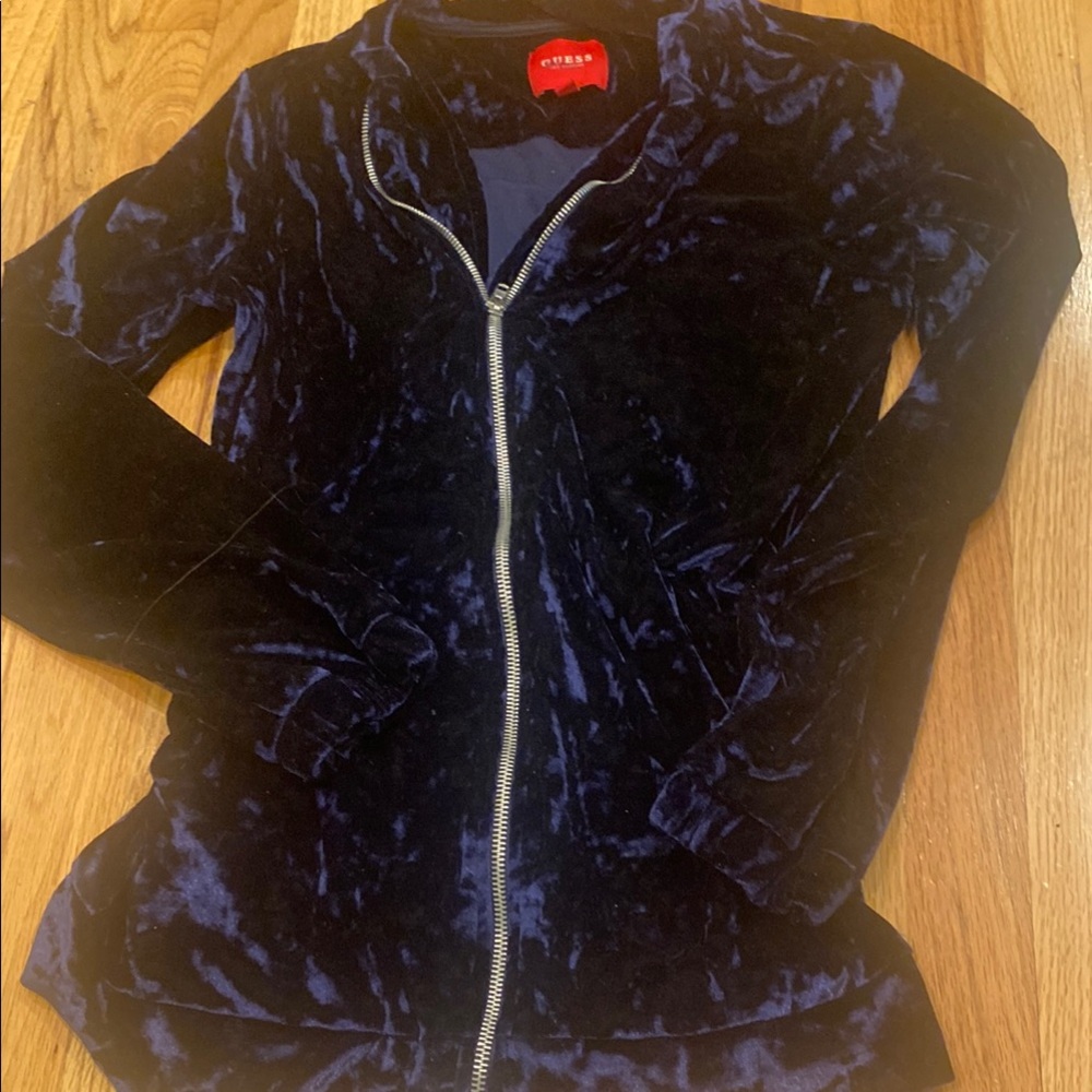Guess Women's Velvet Jacket - Deep Blue